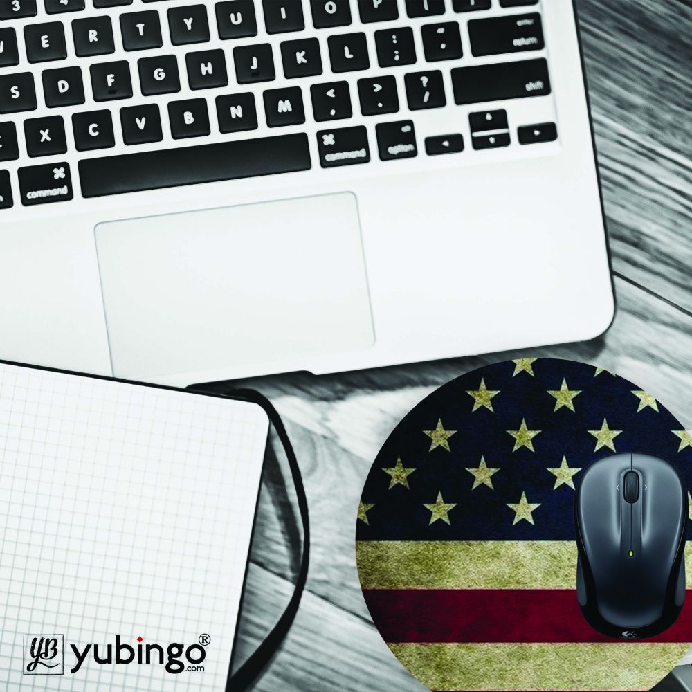 US Flag Theme Mouse Pad (Round)-Image4