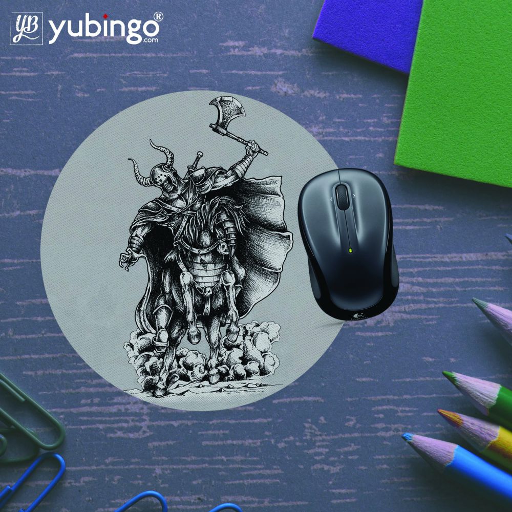 Warrior Skull Mouse Pad (Round)-Image5