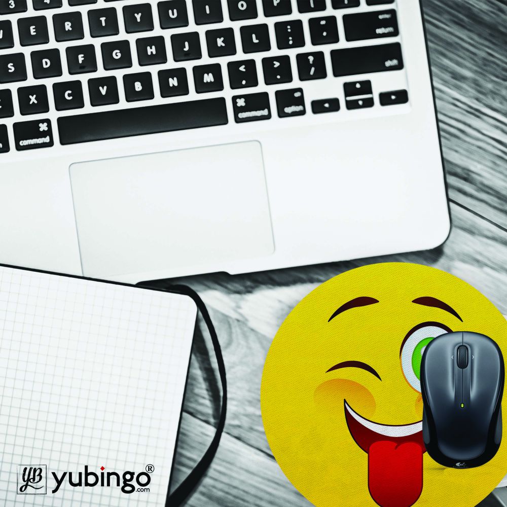 Winkey Smylie Mouse Pad (Round)-Image4