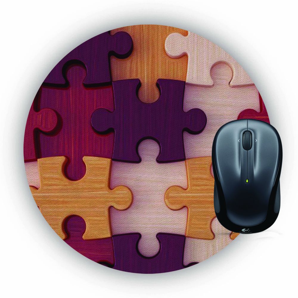 Wooden Jigsaw Mouse Pad (Round)