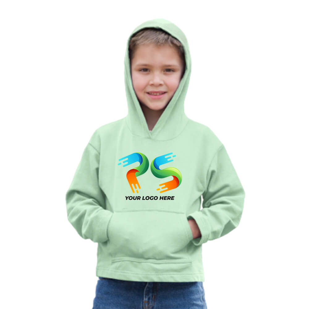 Mint Green Customised Kids Hoodie - Front and Back Print