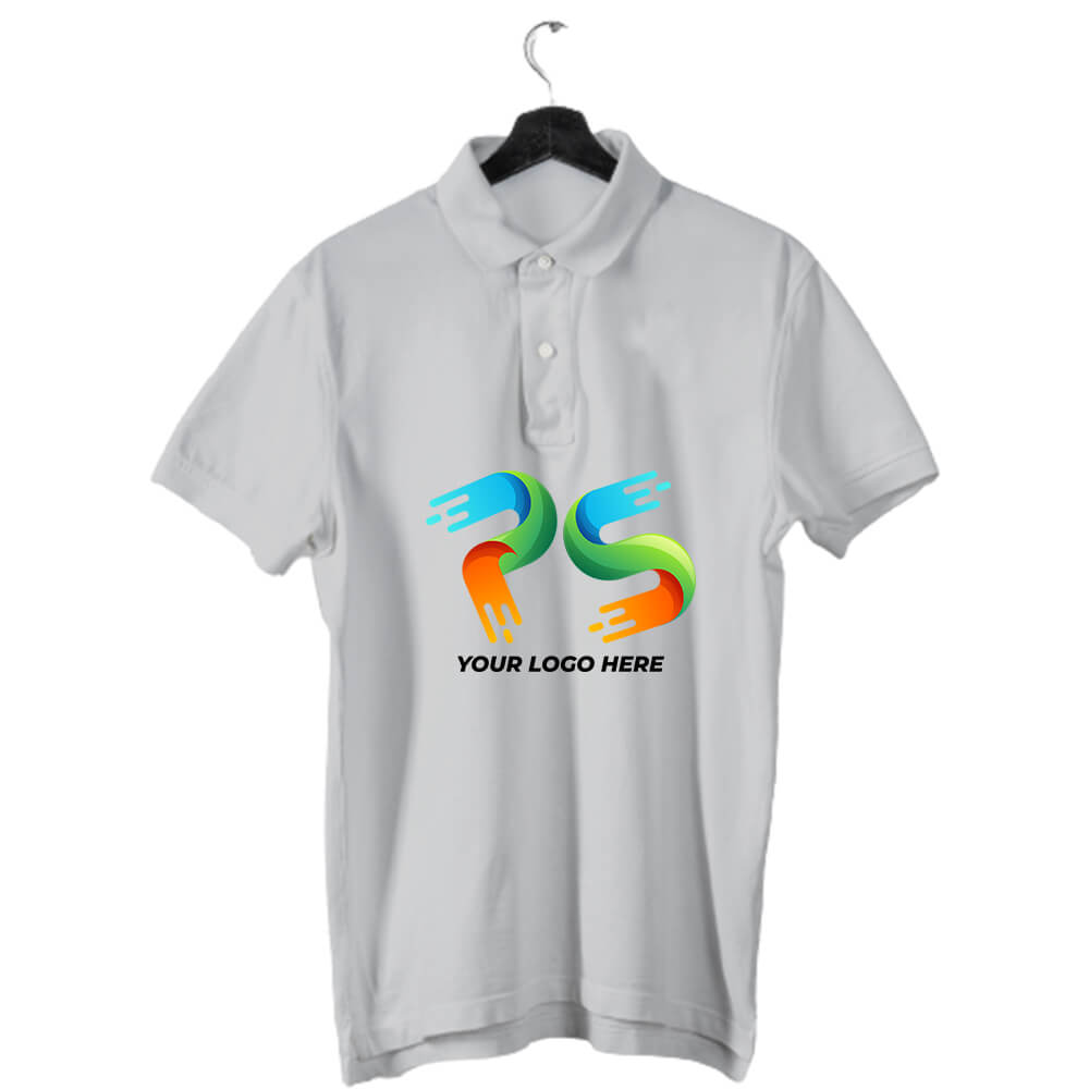 Grey Customised Men's Polo Neck T-Shirt - Front Print