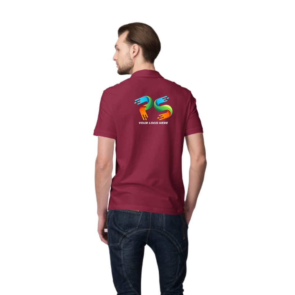 Maroon Customised Men's Polo Neck T-Shirt - Front and Back Print