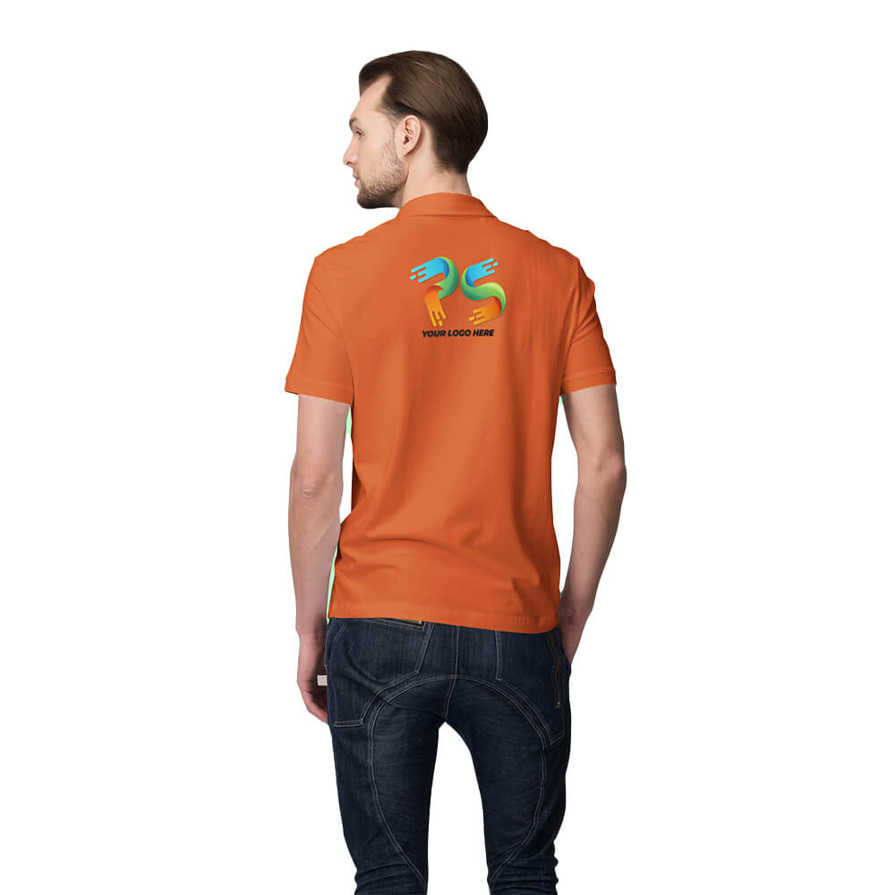 Orange Customised Men's Polo Neck T-Shirt - Front and Back Print