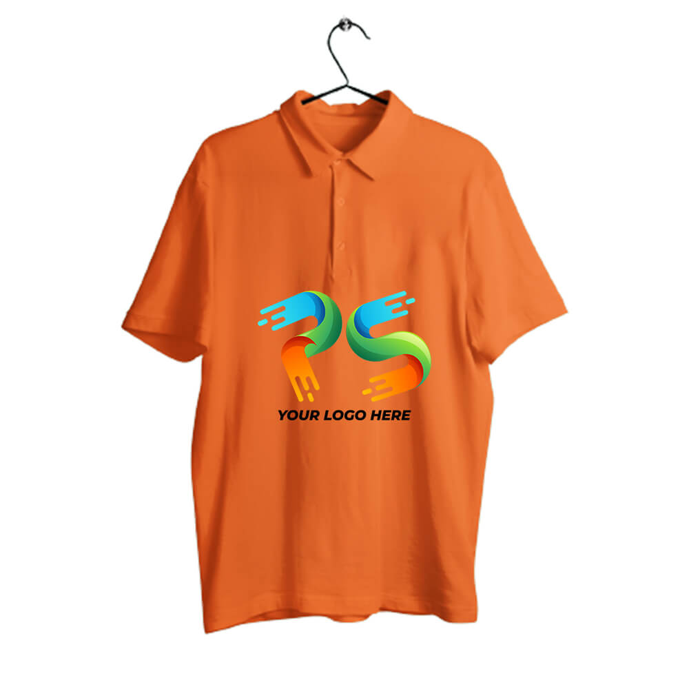 Orange Customised Men's Polo Neck T-Shirt - Front Print