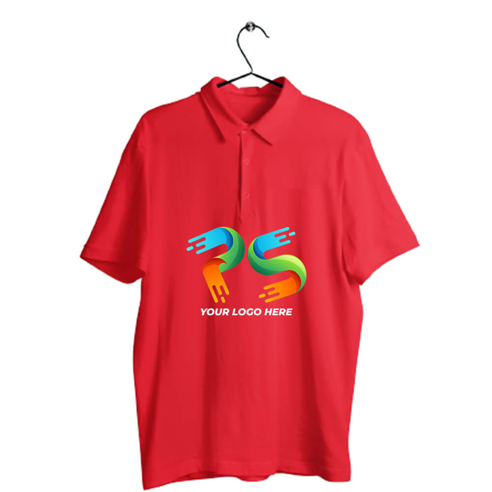 Red Customised Men's Polo Neck T-Shirt - Front and Back Print