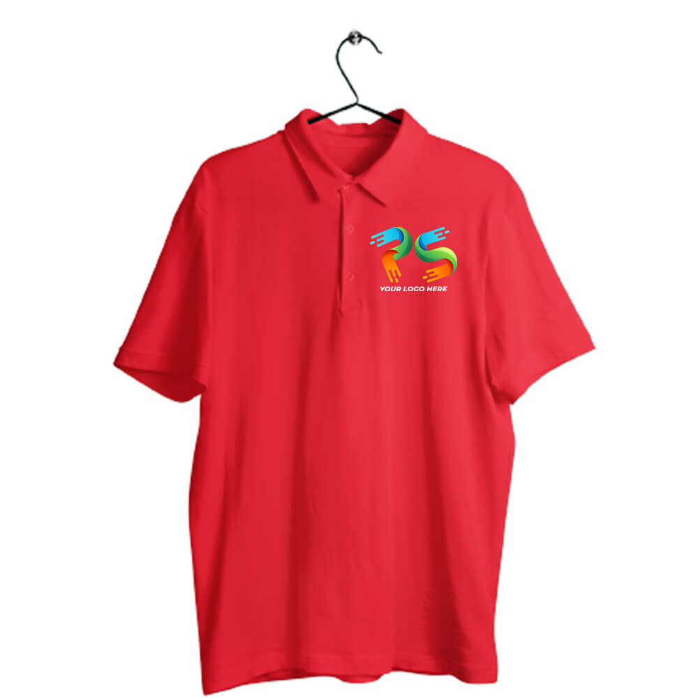 Red Customised Men's Polo Neck T-Shirt - Front Print