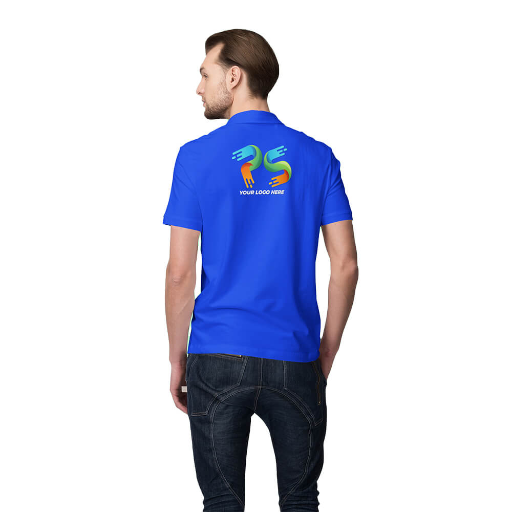 Royal Blue Customised Men's Polo Neck T-Shirt - Front and Back Print
