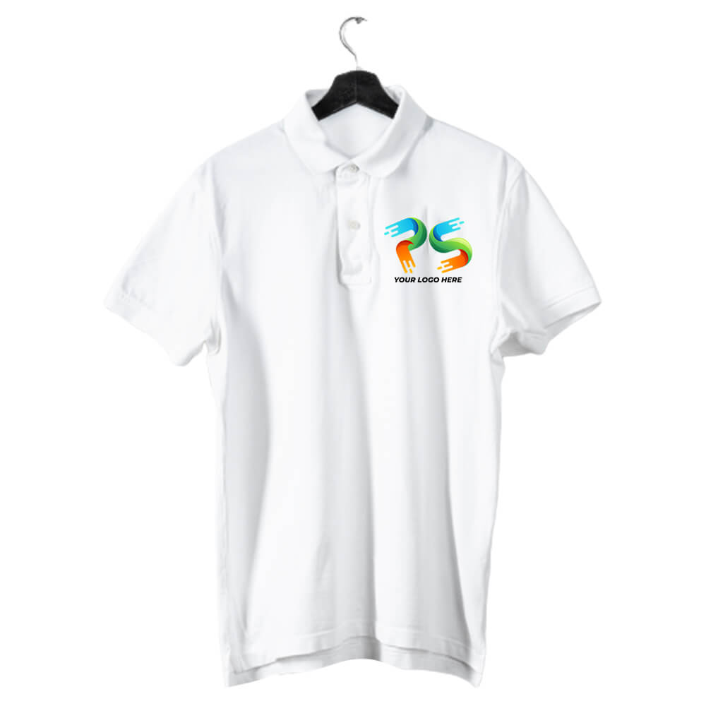 White Customised Men's Polo Neck T-Shirt - Front and Back Print