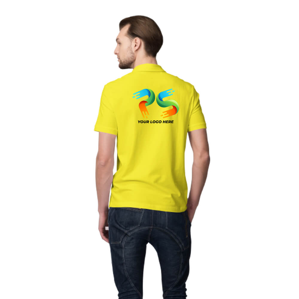 Yellow Customised Men's Polo Neck T-Shirt - Front and Back Print