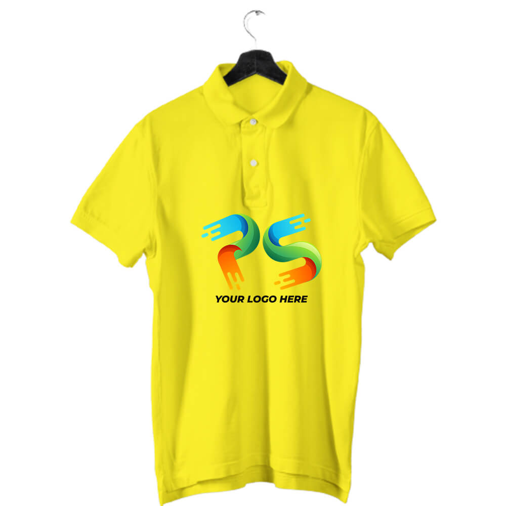 Yellow Customised Men's Polo Neck T-Shirt - Front and Back Print