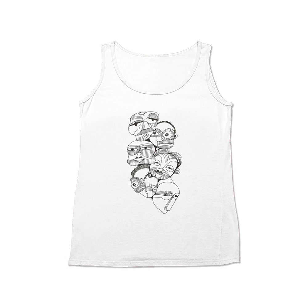 Face on face Tank Tops-White