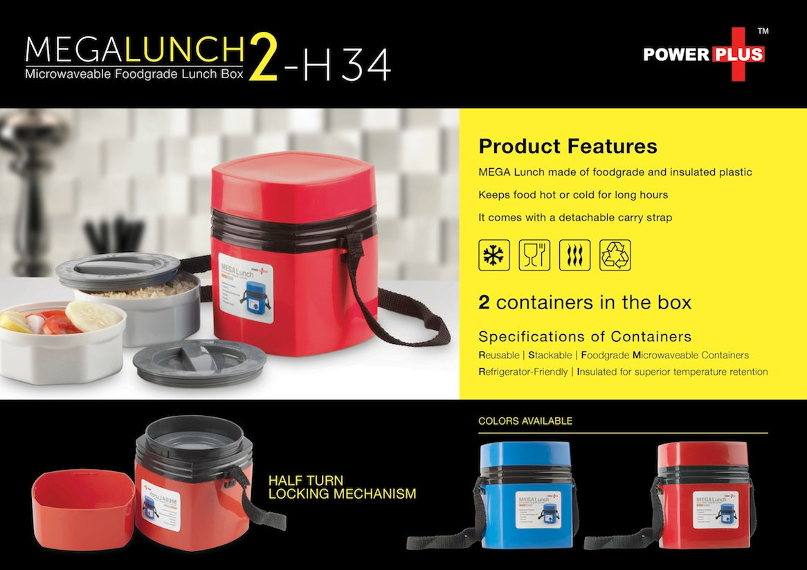 Upgrade Your Lunch Game with Power Plus Mega Lunch Box Microwaveable - 2 Box