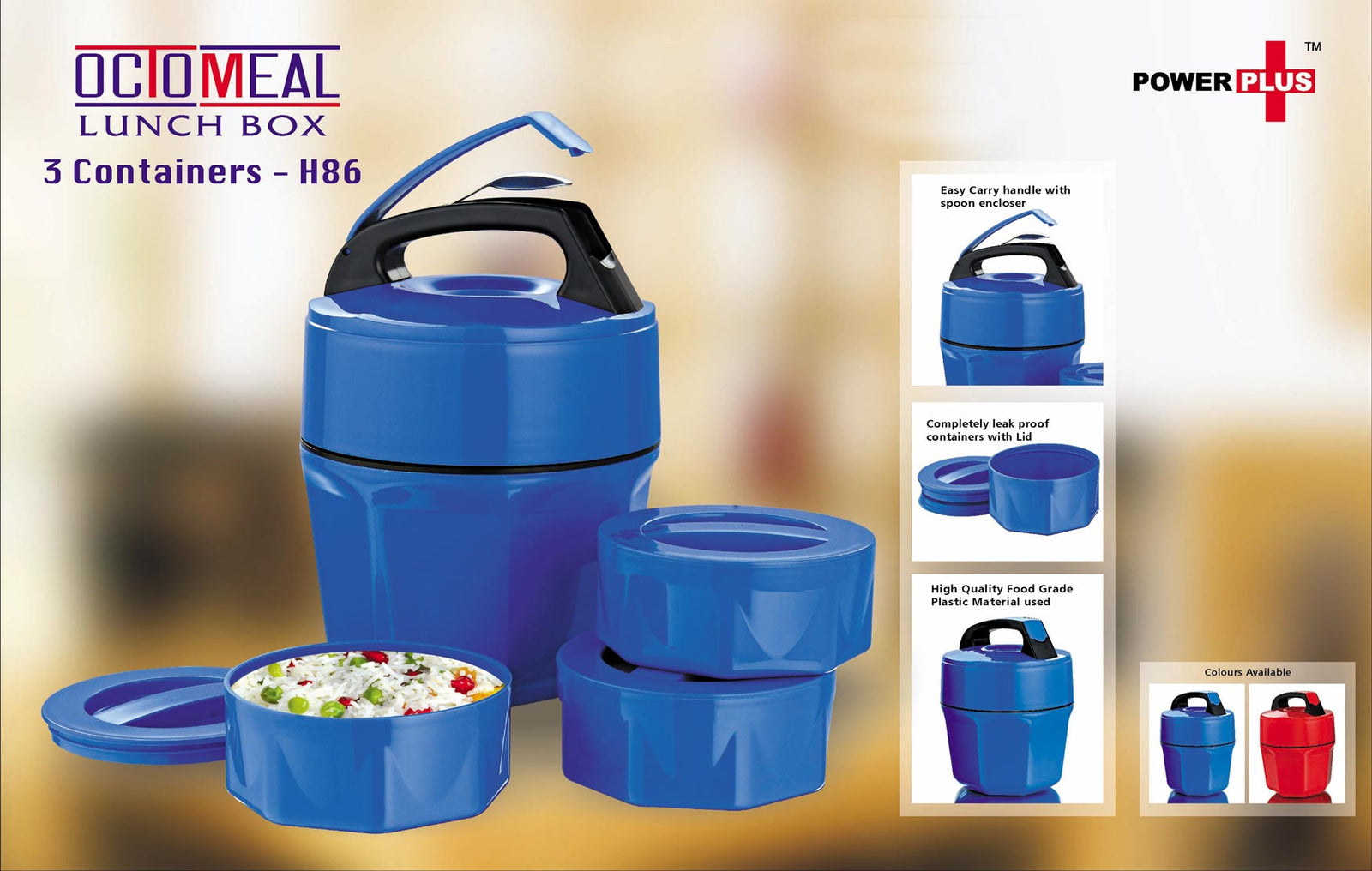 Octomeal Lunch Box - 3 Containers Plastic