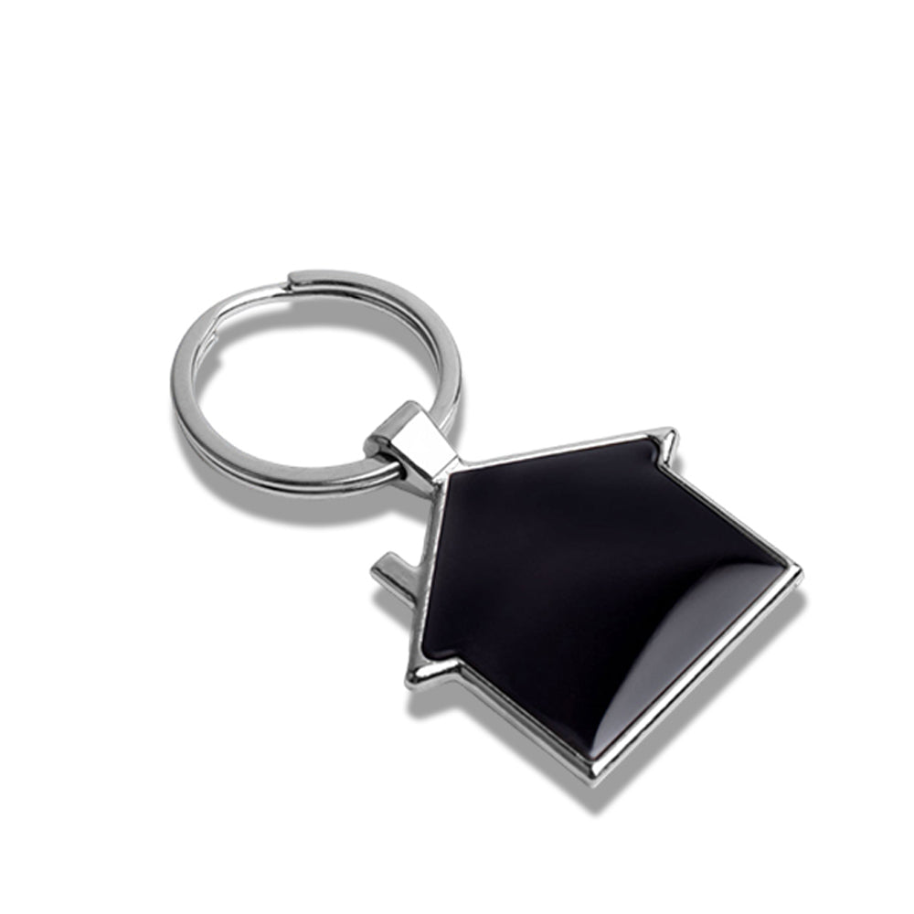 Hut Shape Metal Keychain in Black Finish with Double-Sided Laser Engraving - corporate gift by YuBingo