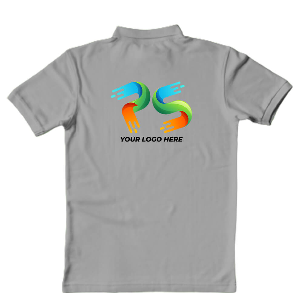 Polo Neck Grey Customised Kids T-Shirt - Front And Back Print