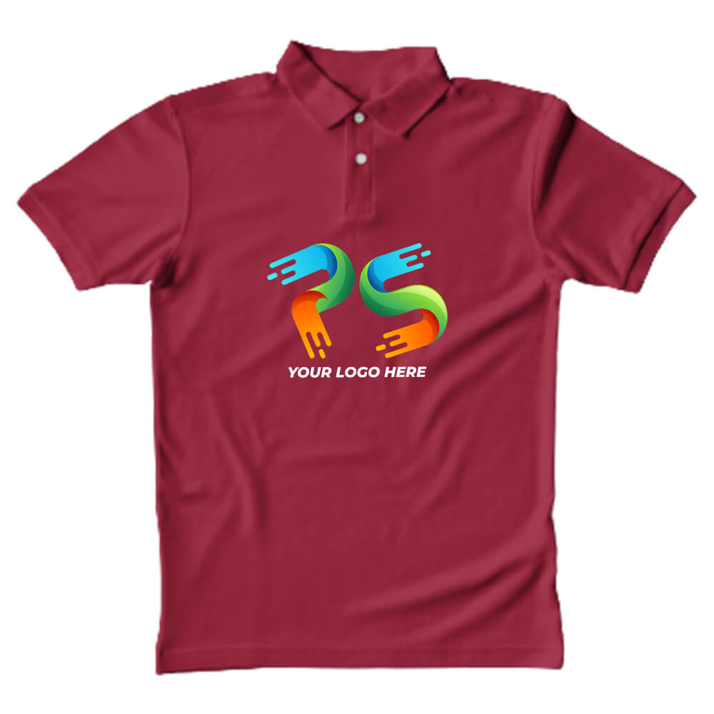 Polo Neck Maroon Customised Kids T-Shirt - Front Print
