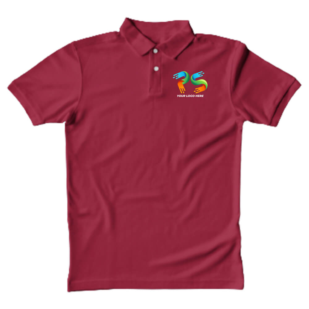 Polo Neck Maroon Customised Kids T-Shirt - Front Print
