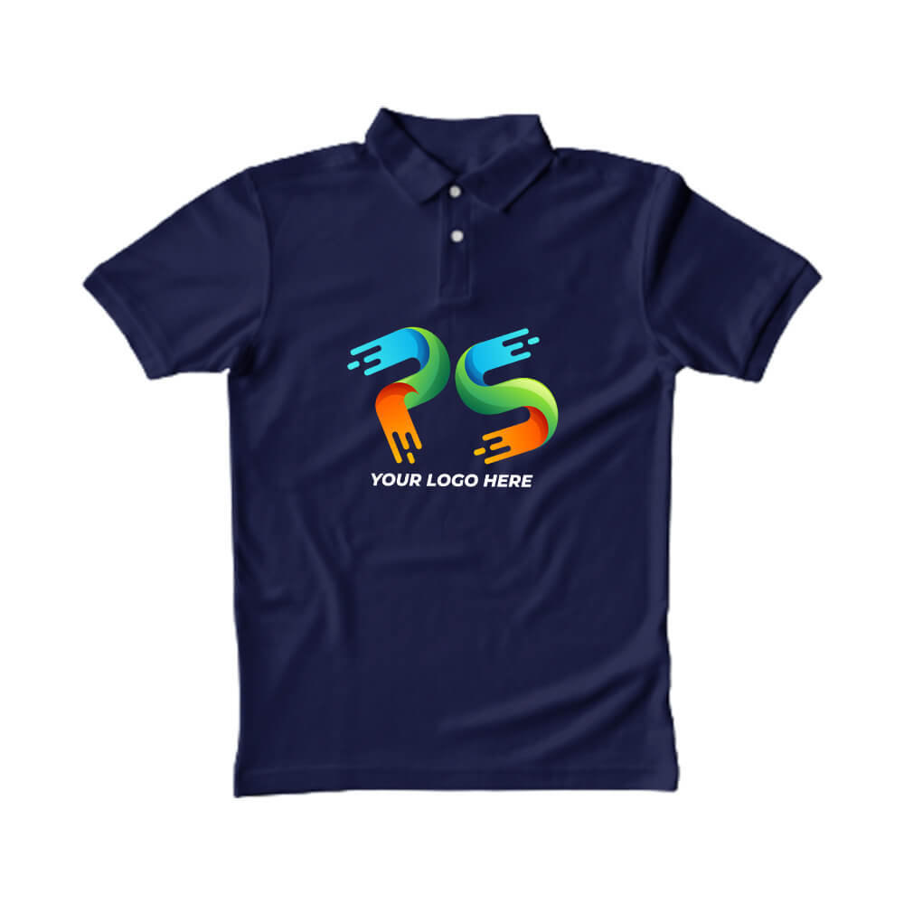 Polo Neck Navy Blue Customised Kids T-Shirt - Front Print