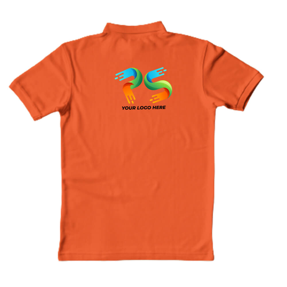 Polo Neck Orange Customised Kids T-Shirt - Front And Back Print