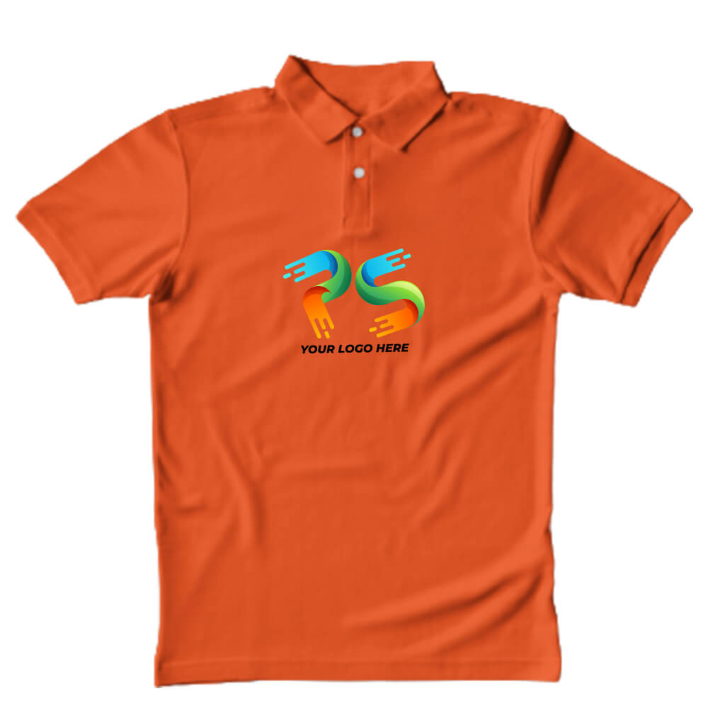 Polo Neck Orange Customised Kids T-Shirt - Front And Back Print