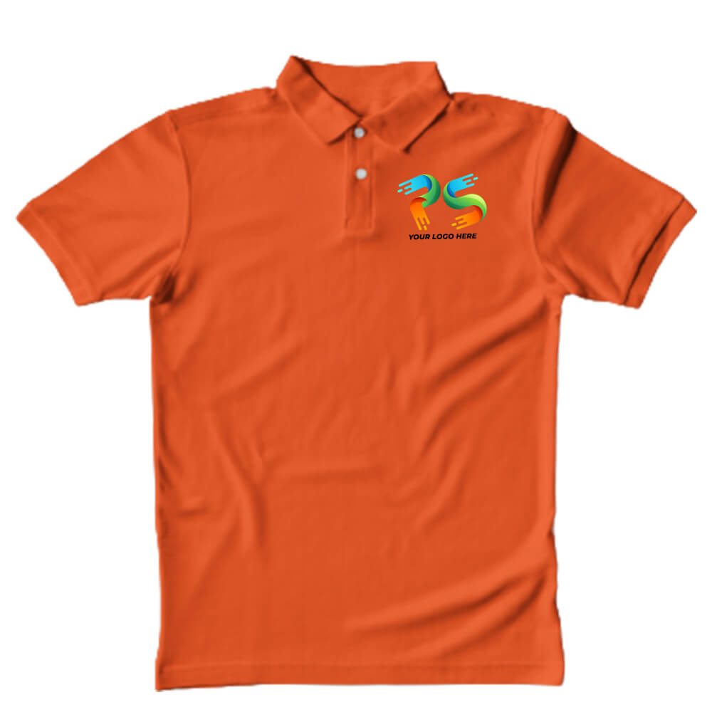 Polo Neck Orange Customised Kids T-Shirt - Front And Back Print
