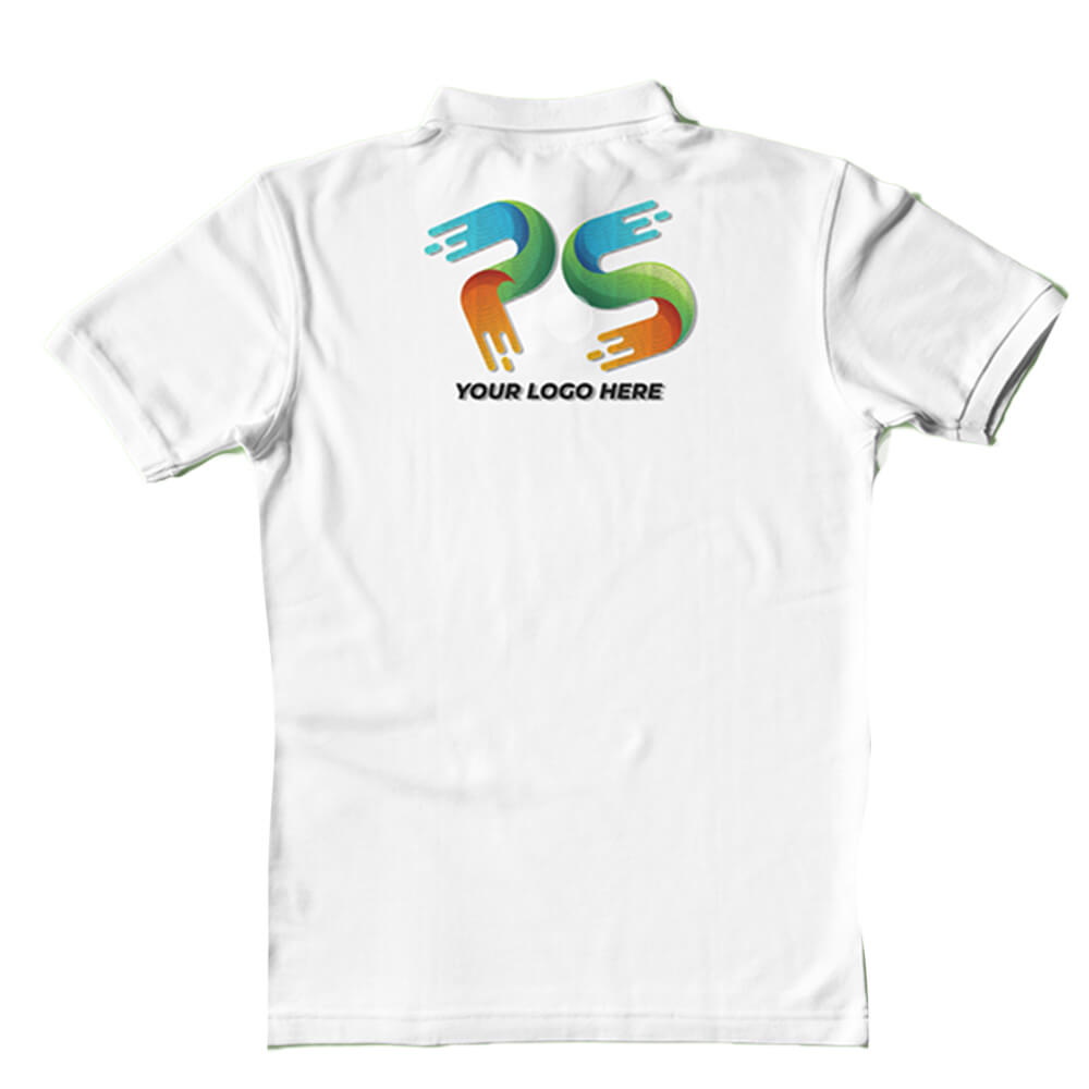 Polo Neck White Customised Kids T-Shirt - Front And Back Print