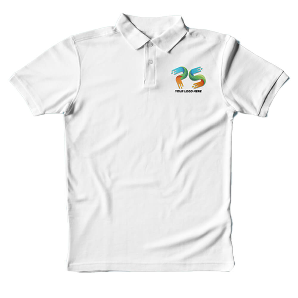 Polo Neck White Customised Kids T-Shirt - Front Print