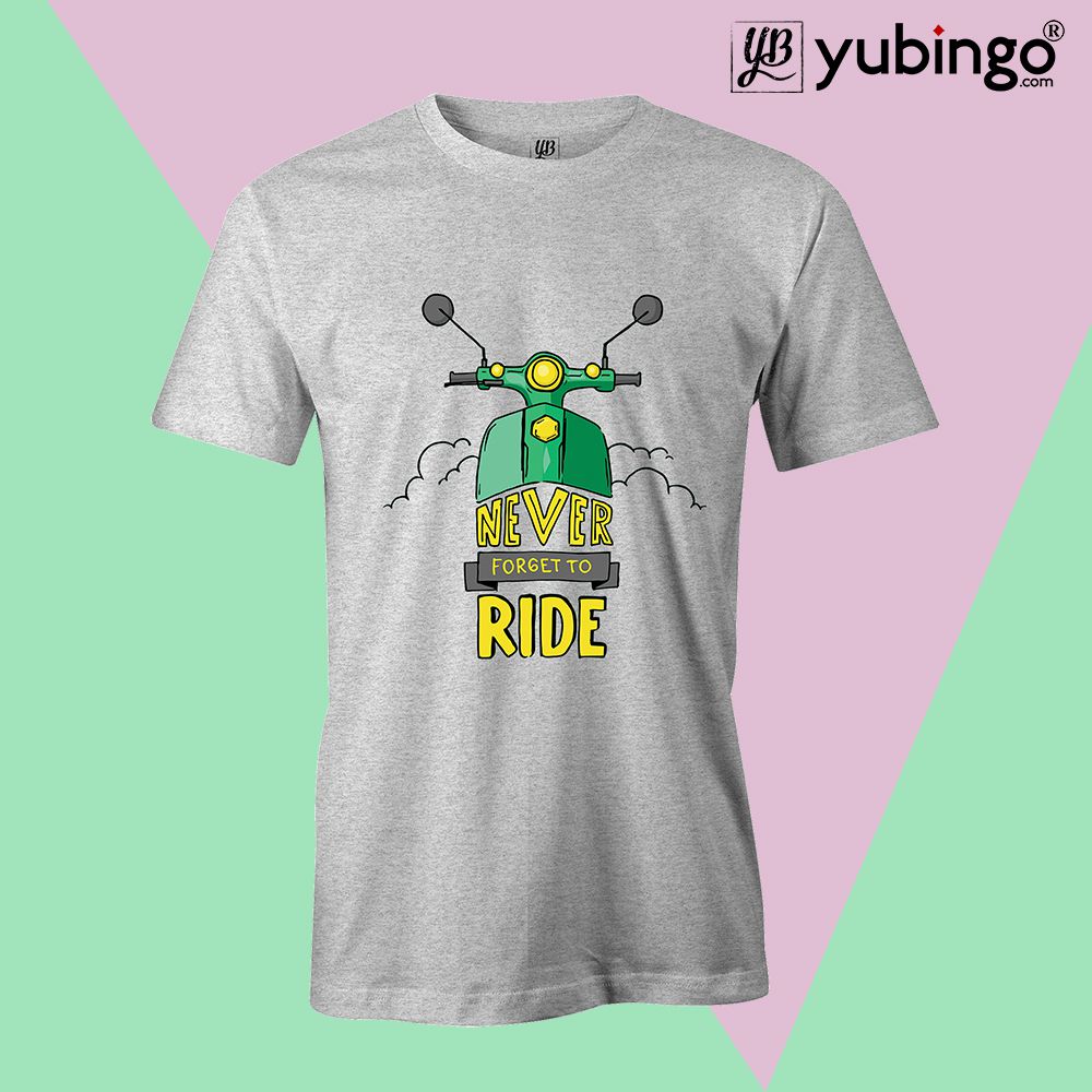 Never Forget to Ride Men T-Shirt-Grey Melange