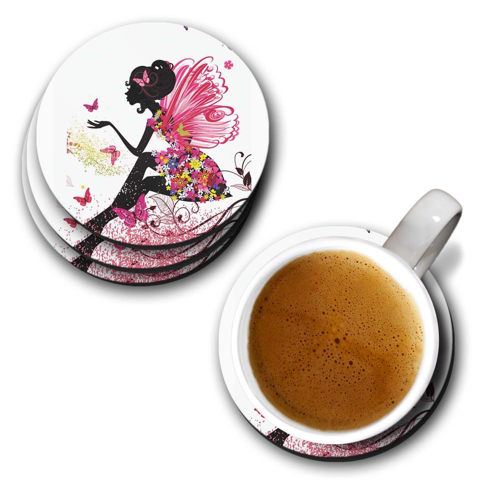 The Pixie With Her Butterflies Coasters
