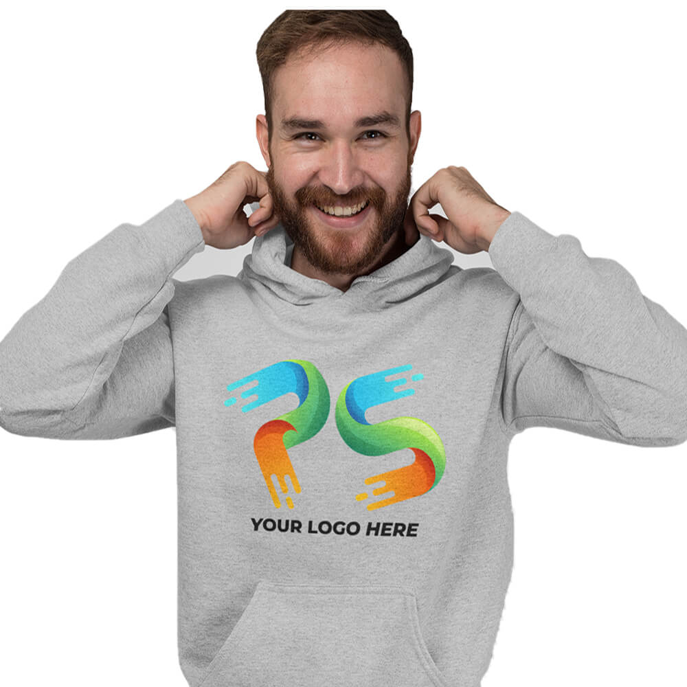 Grey Heather Customised Zipper Hoodie - Front and Back Print