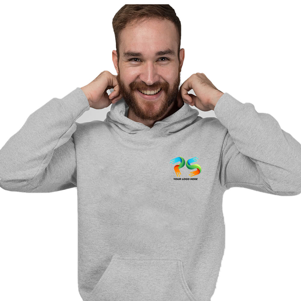 Grey Heather Customised Zipper Hoodie - Front and Back Print