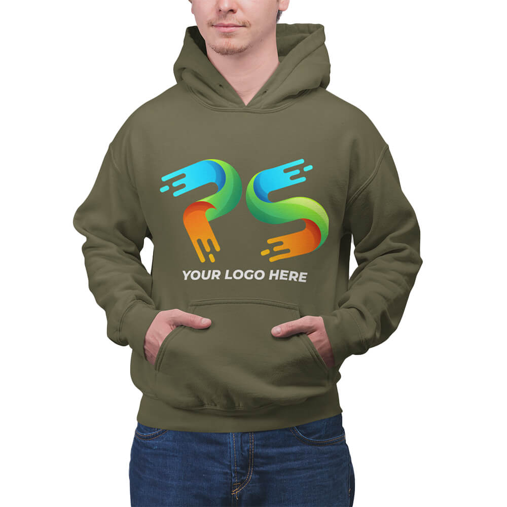 Olive Green Customised Hoodie - Front Print