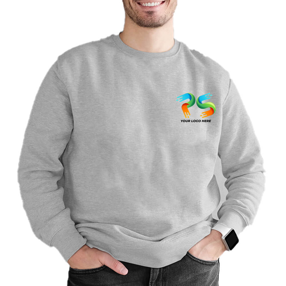 Heather Grey Customised Sweat Shirt - Front Print