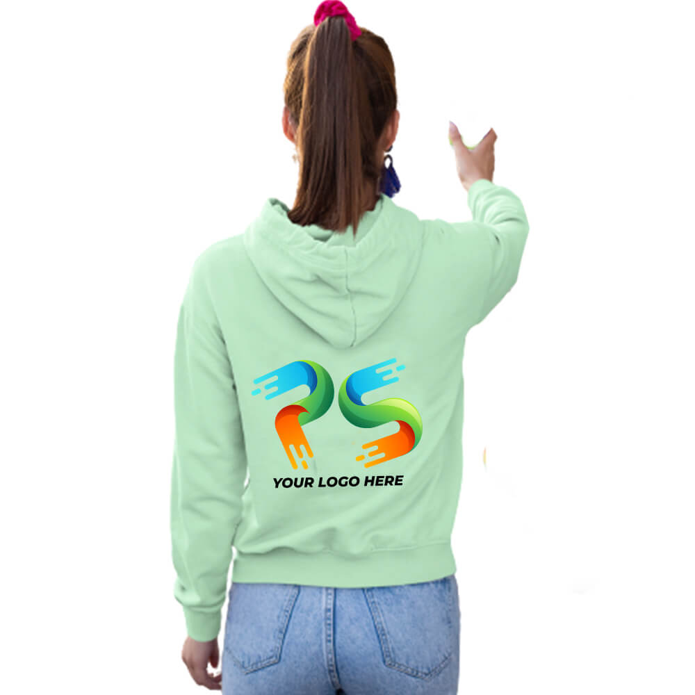 Mint Green Customised Women's Crop Hoodie - Front and Back Print