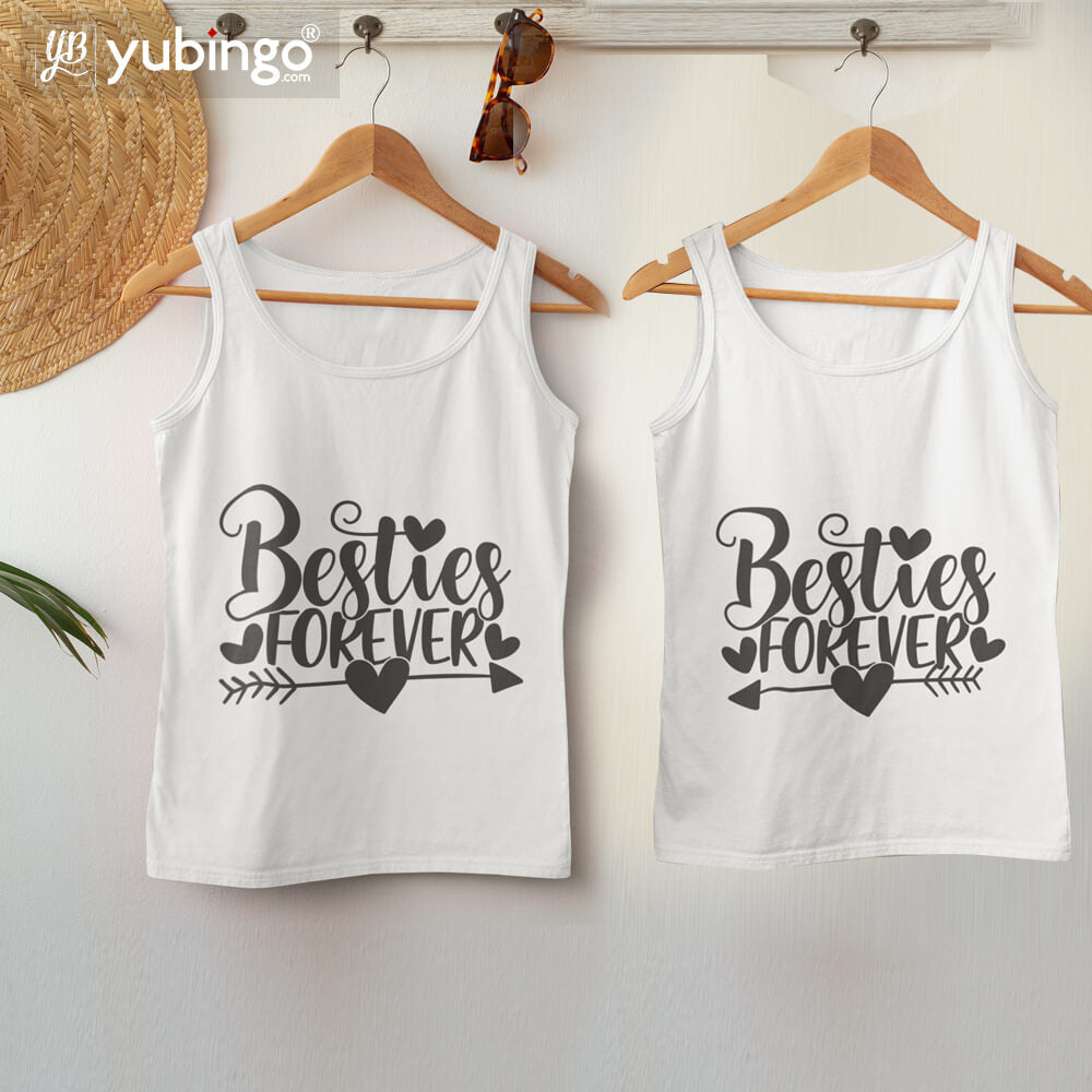 Besties Forever Tank Tops-White
