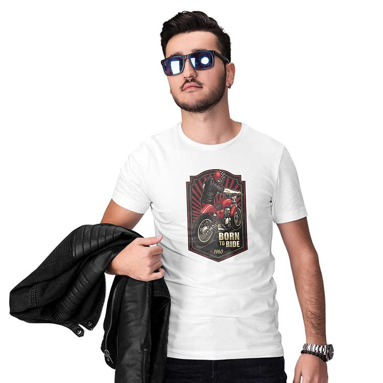 Born To Ride Bike Men T-Shirt-White