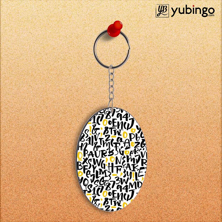 Alphabets & Numbers Oval Key Chain-Image2