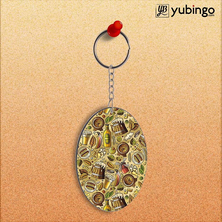 Beer Overflow Oval Key Chain-Image2