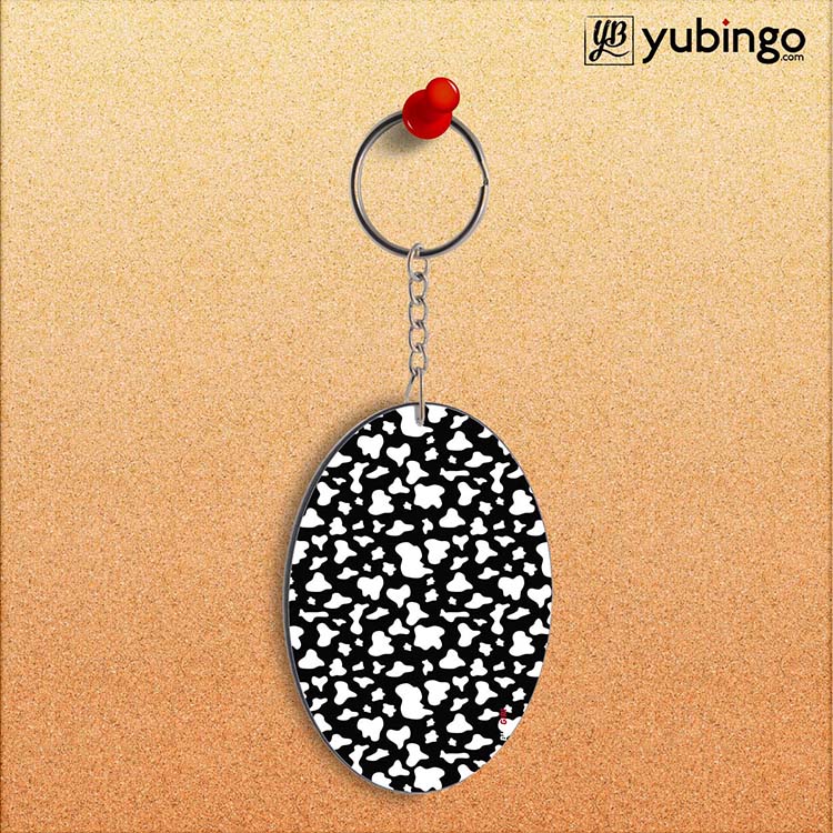 Black & White Pattern Oval Key Chain-Image2