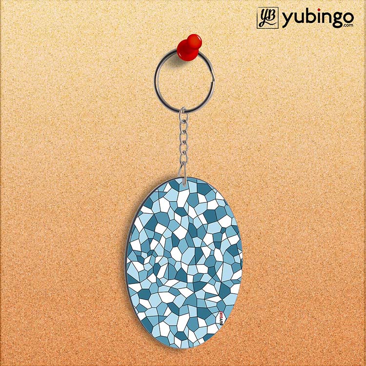Blue Mosaic Oval Key Chain-Image2