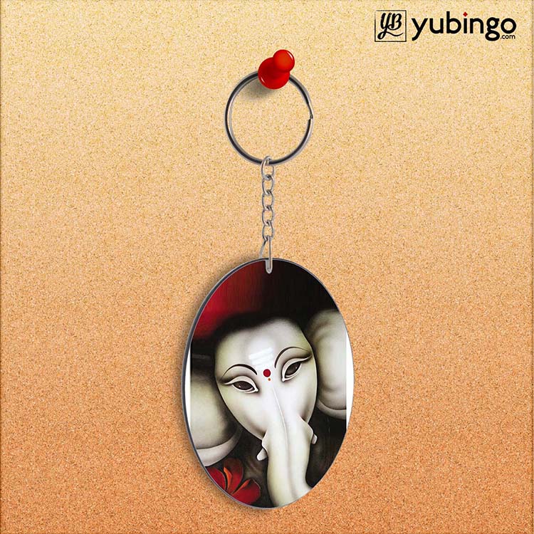 Calm Ganesha Oval Key Chain-Image2