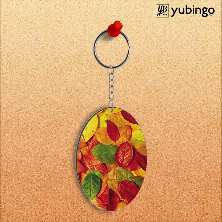 Fallen Leaves Oval Key Chain-Image2