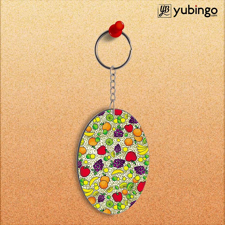 Fruits Pattern Oval Key Chain-Image2