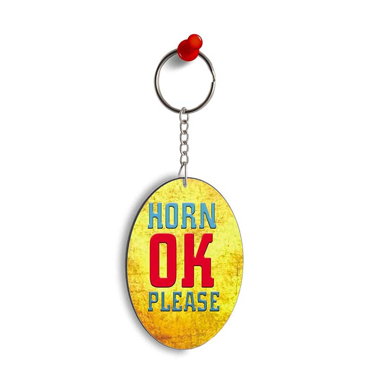 Horn OK please Oval Key Chain