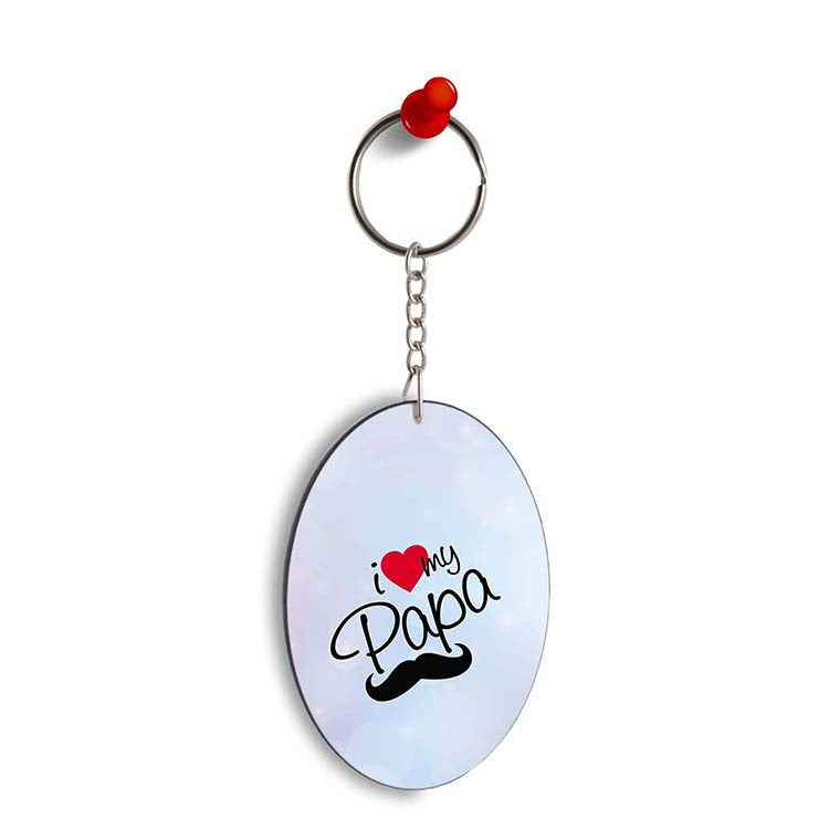 I Love My Papa Oval Key Chain