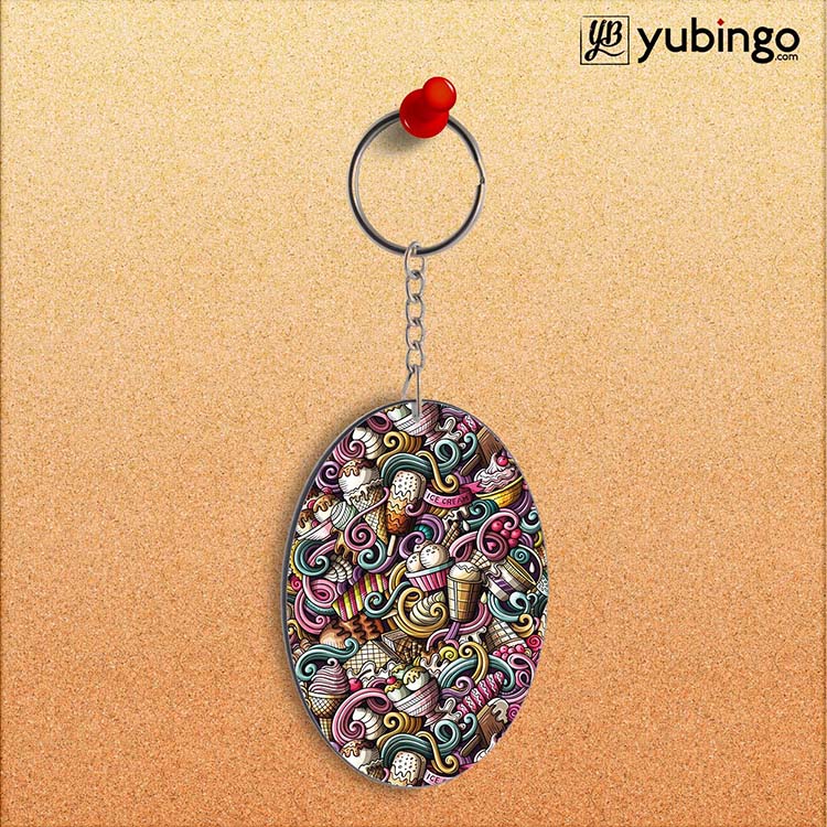 Ice Cream Explosion Oval Key Chain-Image2