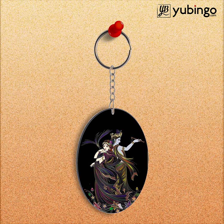 Jai Radha Krishna Oval Key Chain-Image2