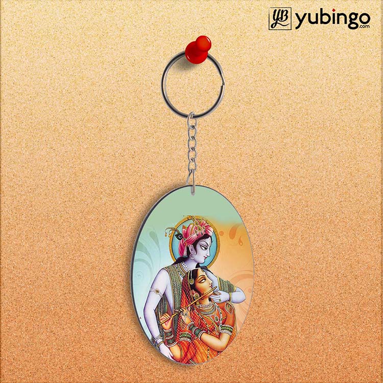Krishna And Radha Oval Key Chain-Image2