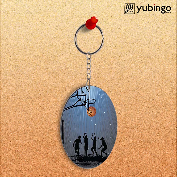 Let's Play Basketball Oval Key Chain-Image2